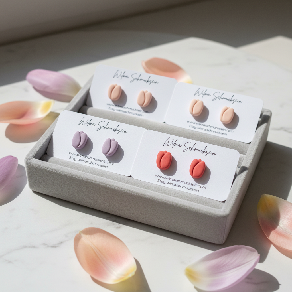 Polymer Clay Ohrstecker kleine Tulpe