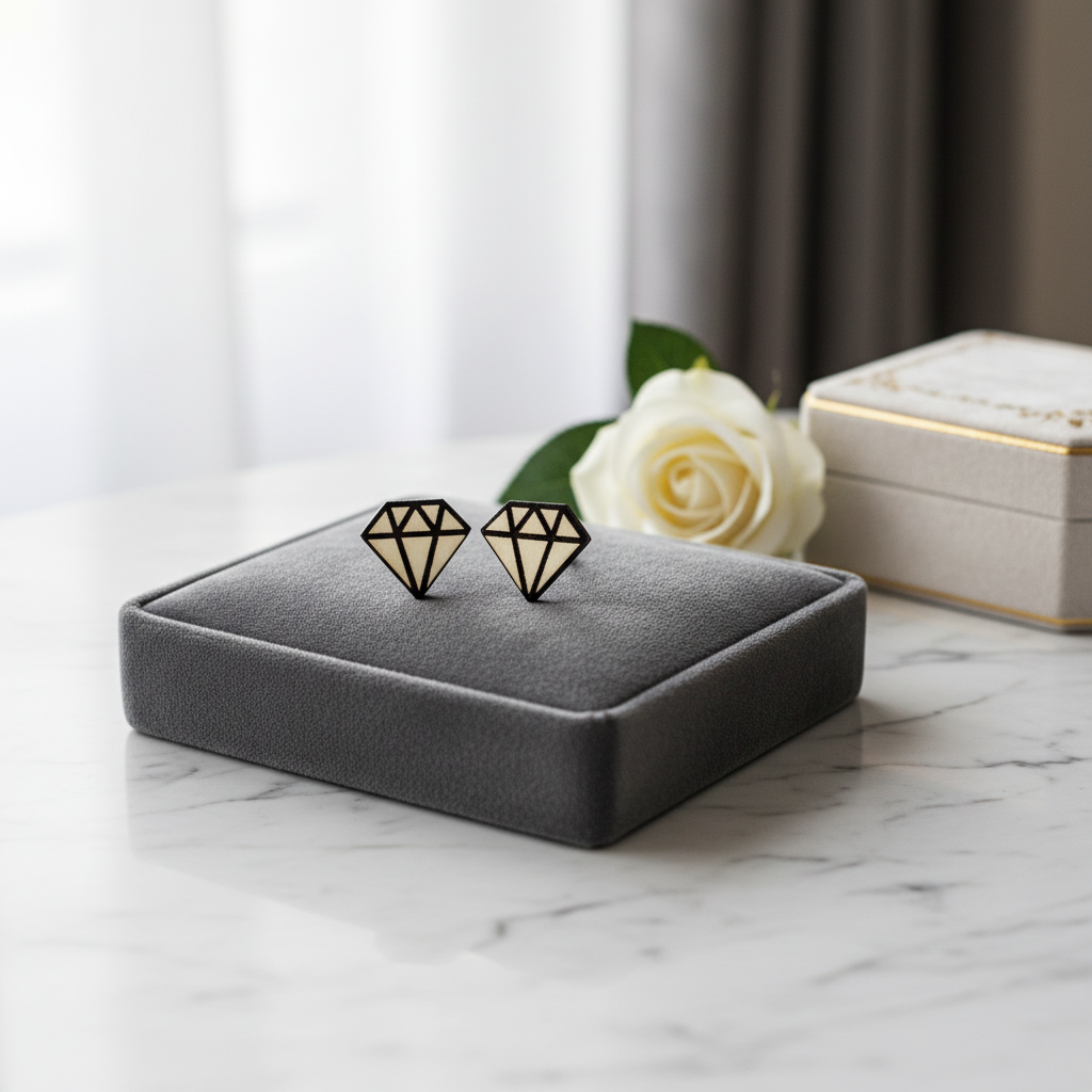 Diamant Holz Ohrringe