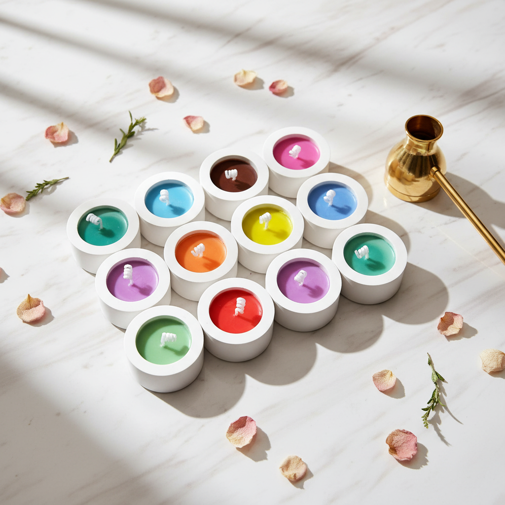 kleine bunte Geschenkkerzen aus Sojawachs