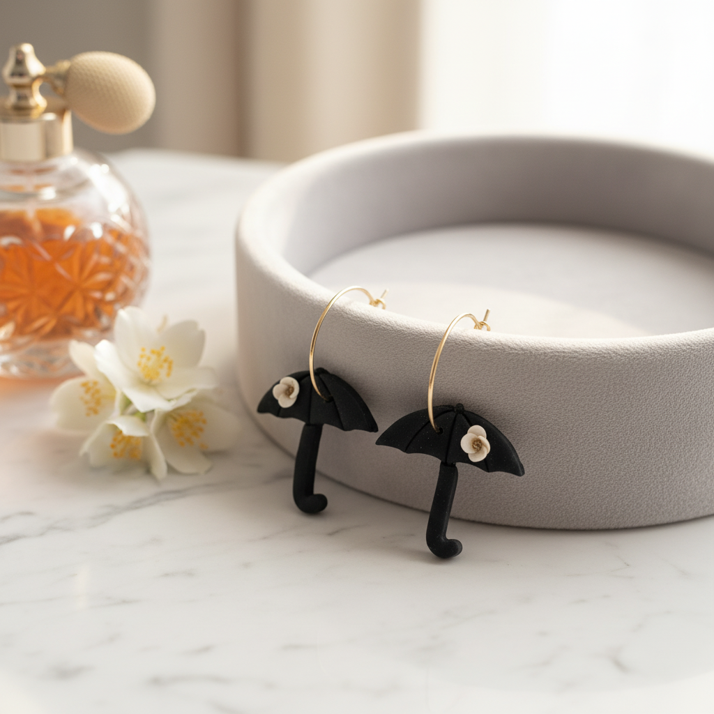 Ohrringe Schirm mit Blumen