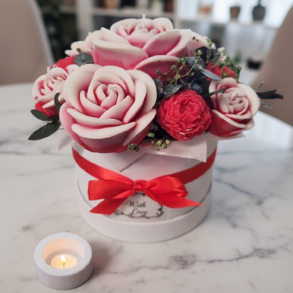 Rosen Blumenbouquet aus Kerzen