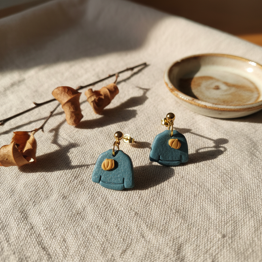 Herbst Pullover Polymer Clay Ohrringe