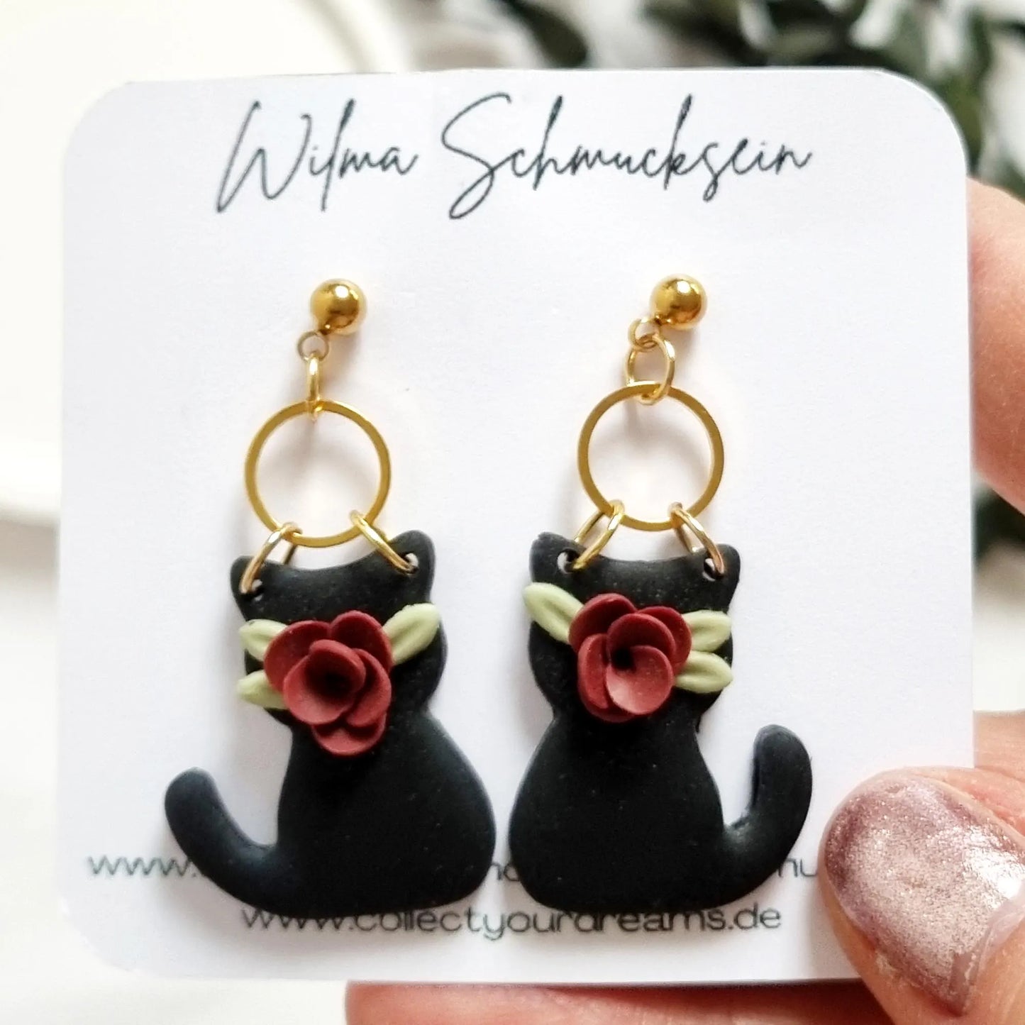 blumige Katze Ohrringe