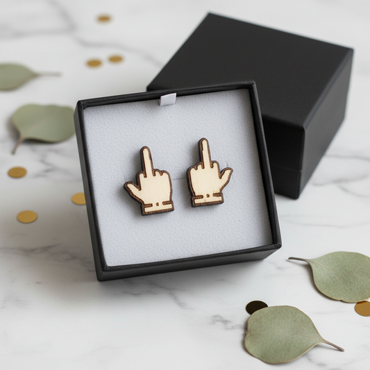 Mittelfinger Stinkefinger Holz Ohrringe