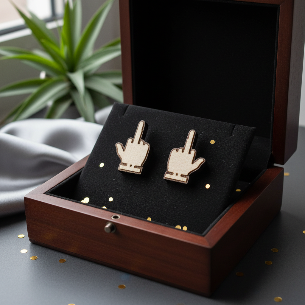Mittelfinger Stinkefinger Holz Ohrringe