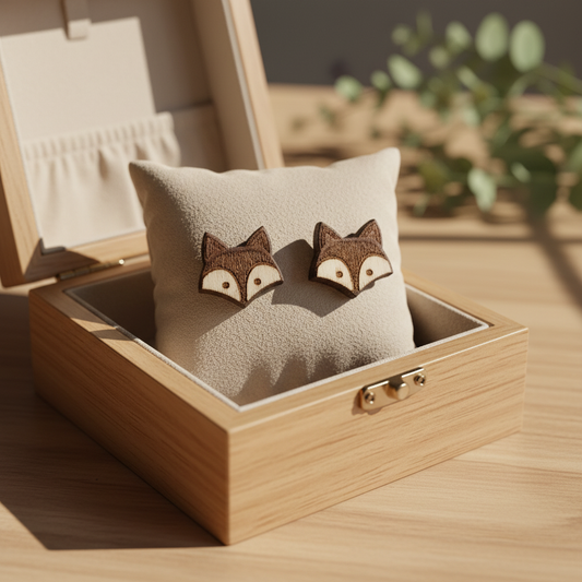 Fuchskopf Holz Ohrringe