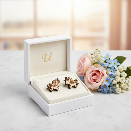 Einhorn Holz Ohrringe