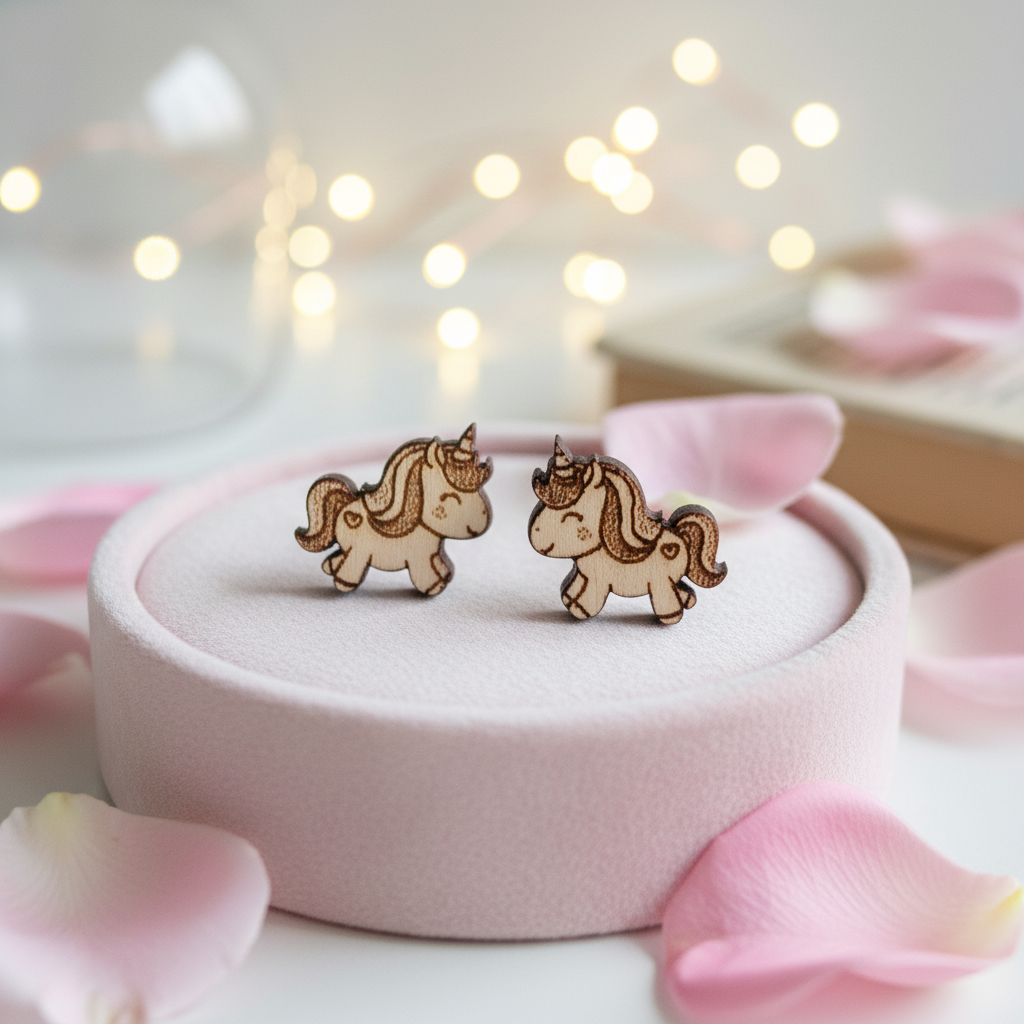 Einhorn Holz Ohrringe