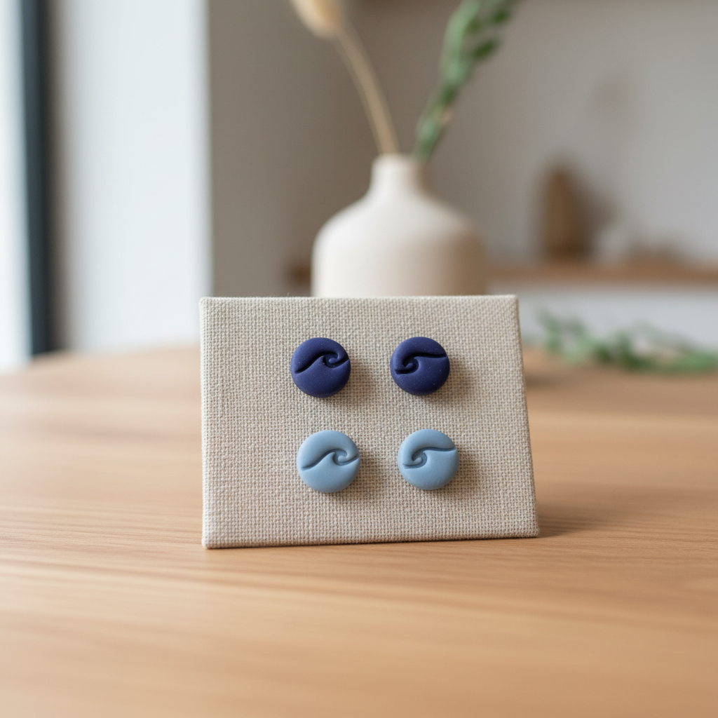 Polymer Clay Ohrstecker runde Welle