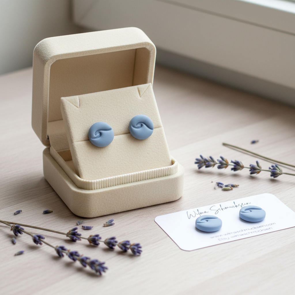 Polymer Clay Ohrstecker runde Welle