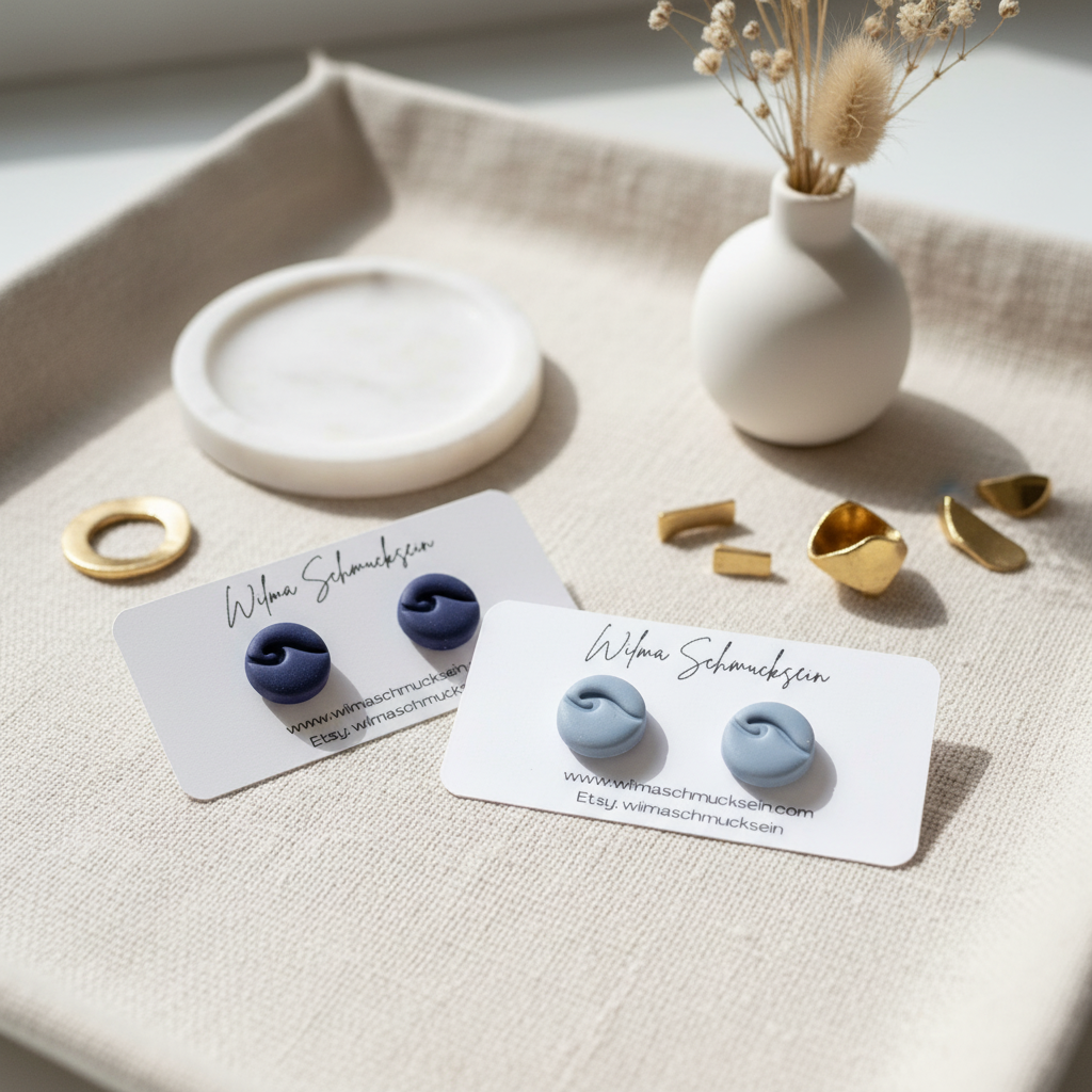 Polymer Clay Ohrstecker runde Welle