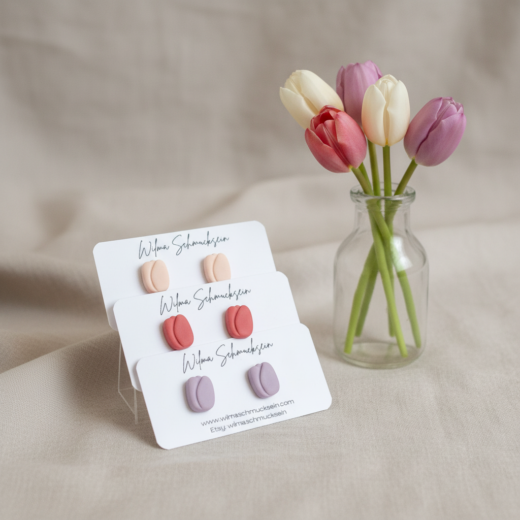 Polymer Clay Ohrstecker kleine Tulpe