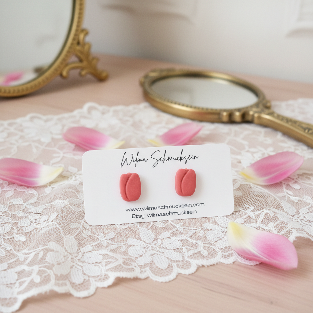 Polymer Clay Ohrstecker kleine Tulpe