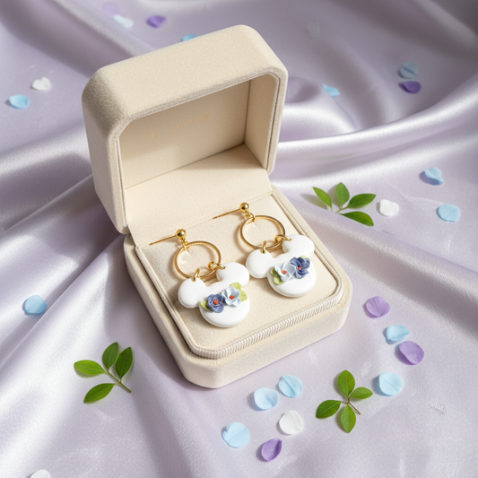 Polymer Clay Ohrringe kleine blumige Maus