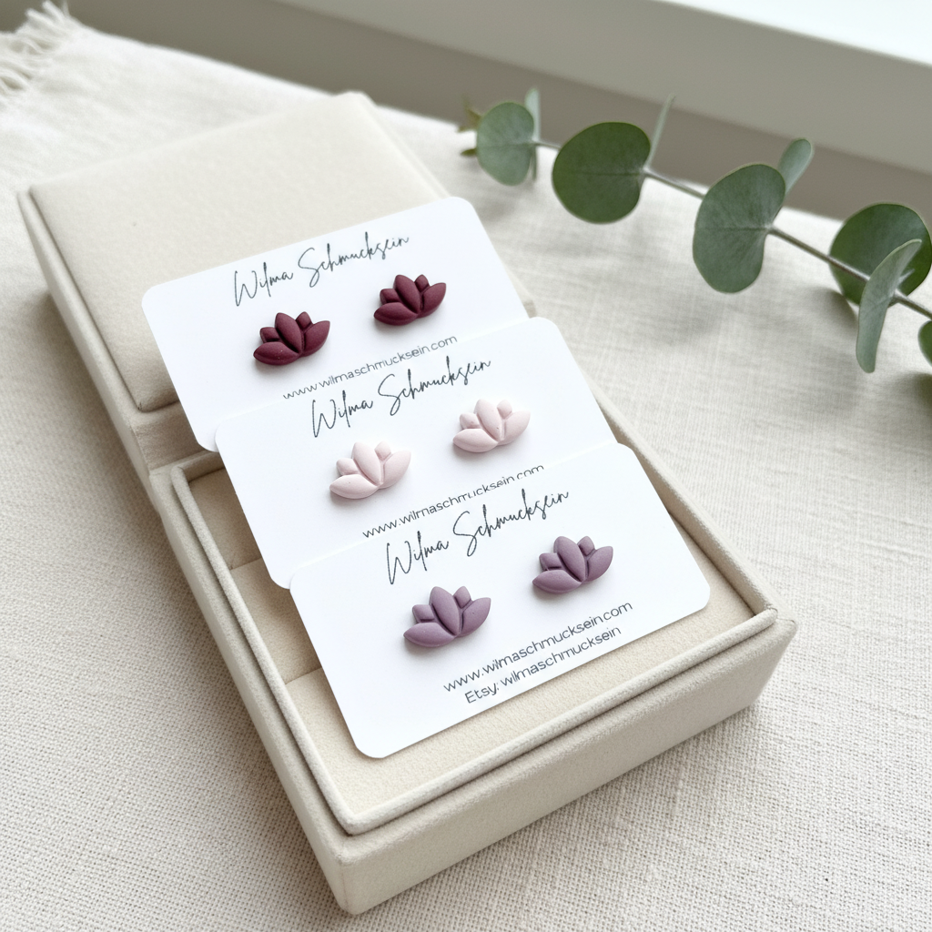 Polymer Clay Ohrstecker kleiner Lotus