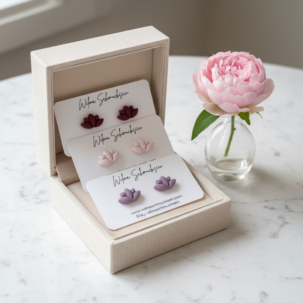 Polymer Clay Ohrstecker kleiner Lotus