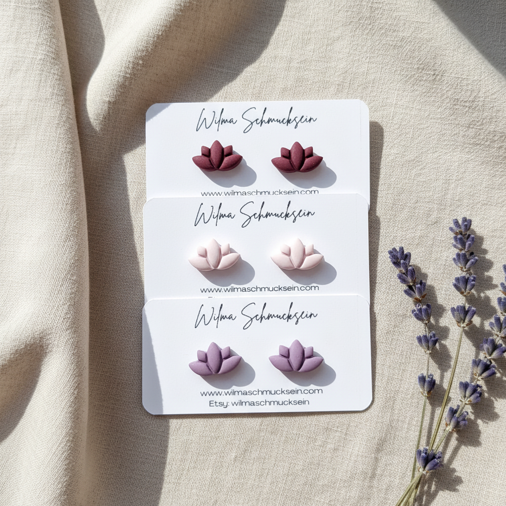 Polymer Clay Ohrstecker kleiner Lotus