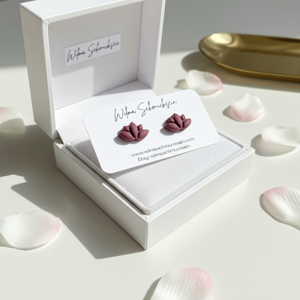 Polymer Clay Ohrstecker kleiner Lotus