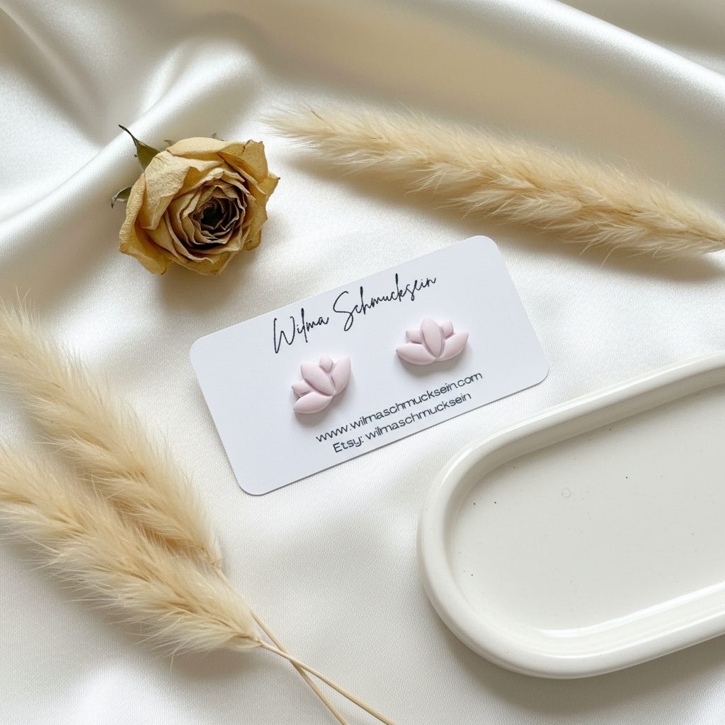 Polymer Clay Ohrstecker kleiner Lotus