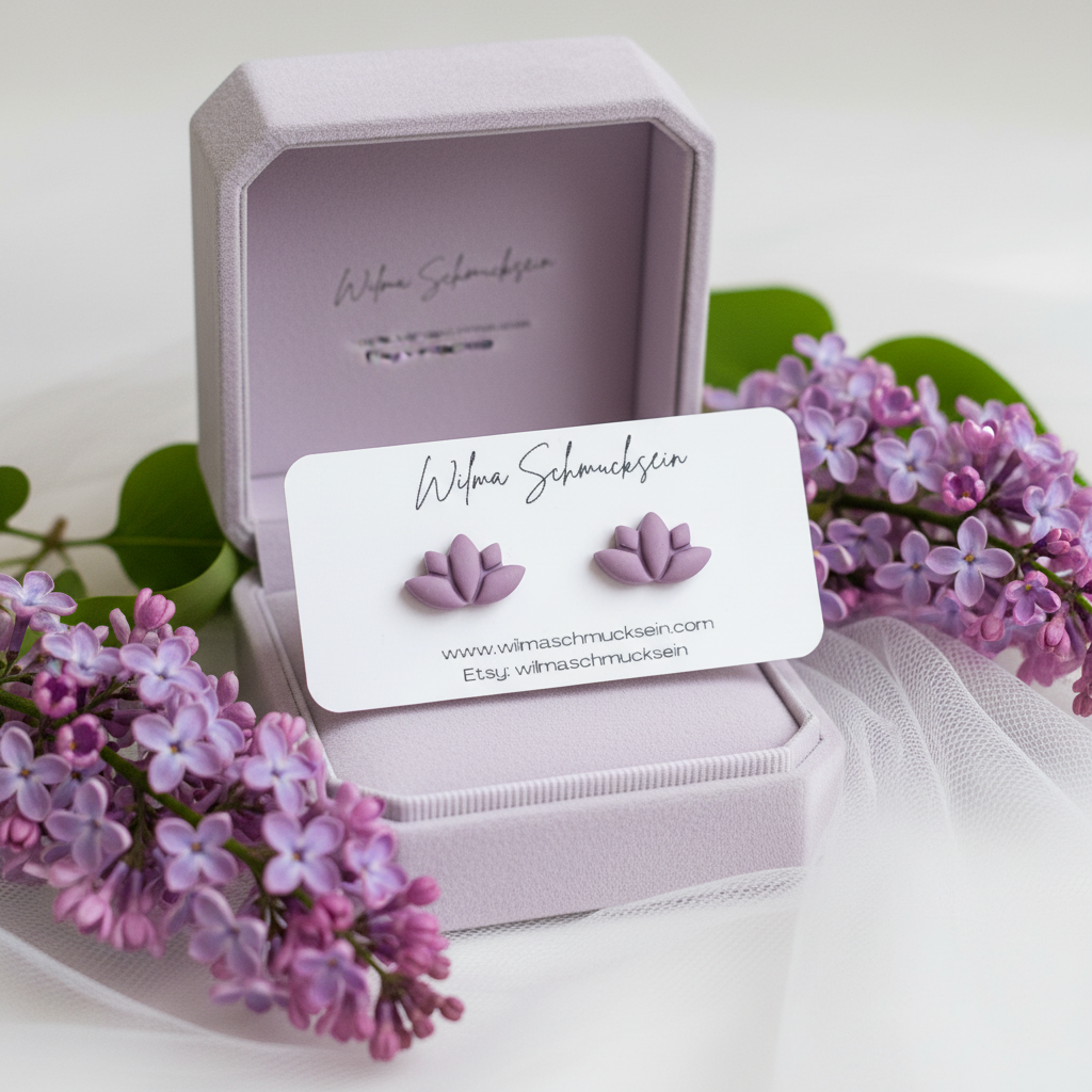 Polymer Clay Ohrstecker kleiner Lotus