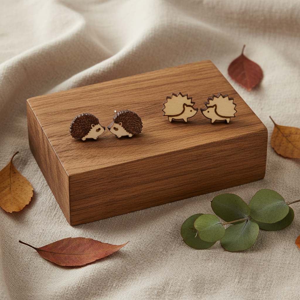 Igel Holz Ohrringe