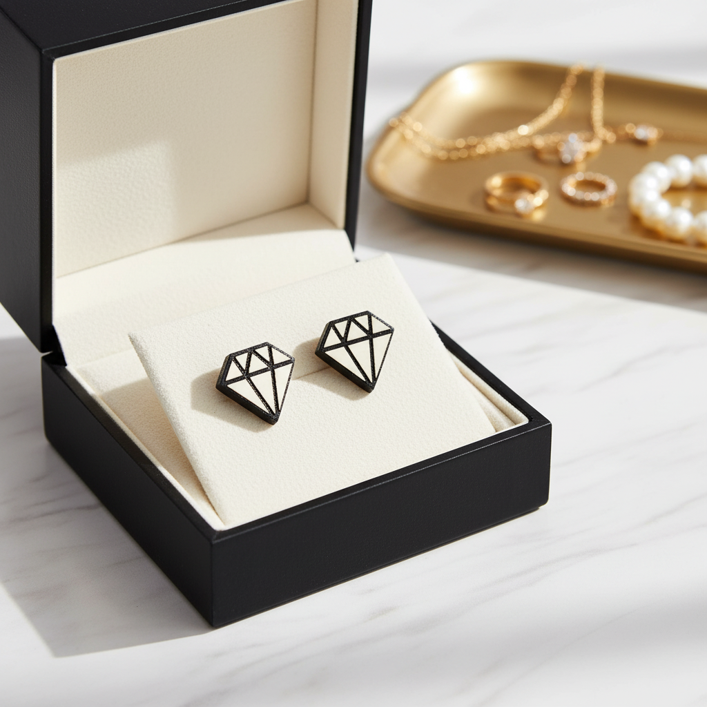 Diamant Holz Ohrringe