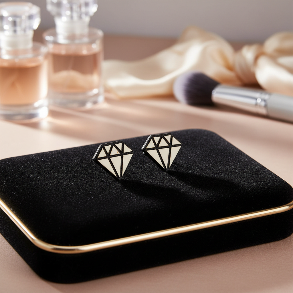 Diamant Holz Ohrringe