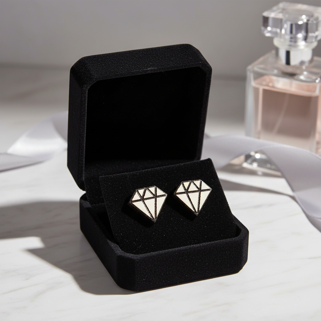 Diamant Holz Ohrringe