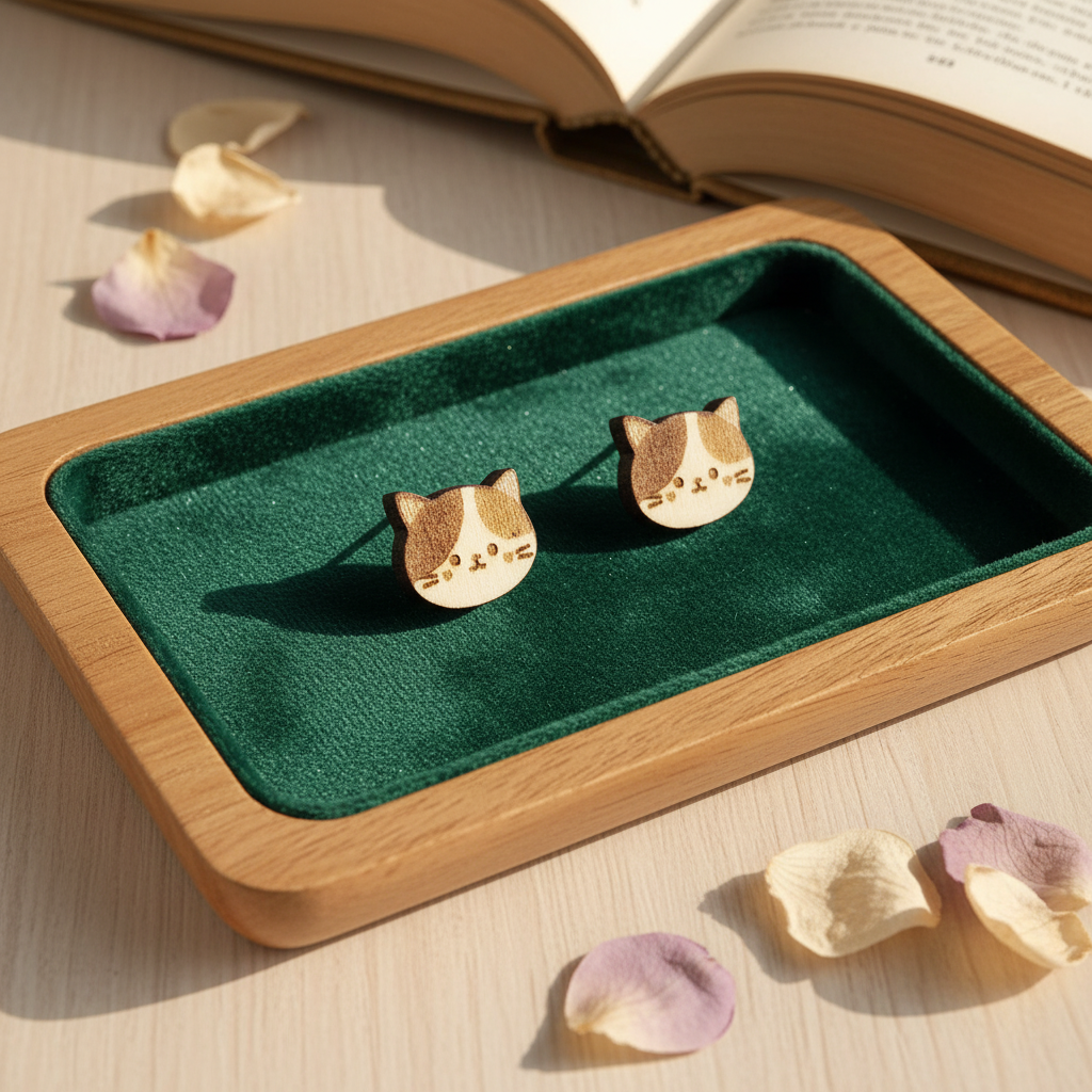 Katze Holz Ohrringe