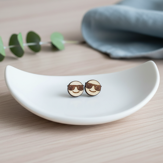 Smiley Holz Ohrringe