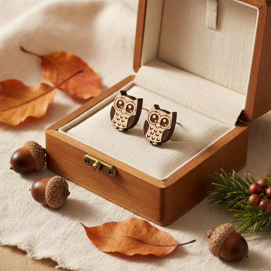Eule Holz Ohrringe