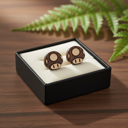 Pilzkopf Holz Ohrringe