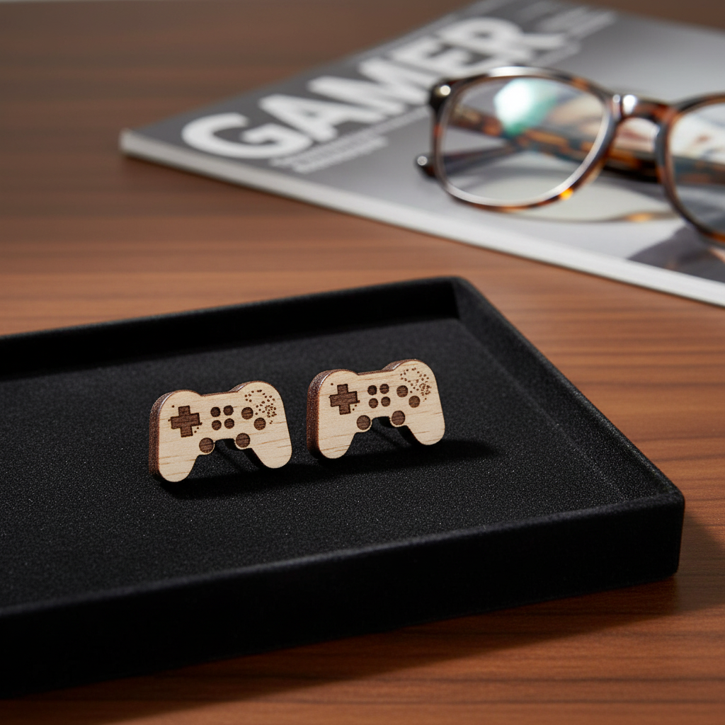 Nintendo Holz Ohrringe