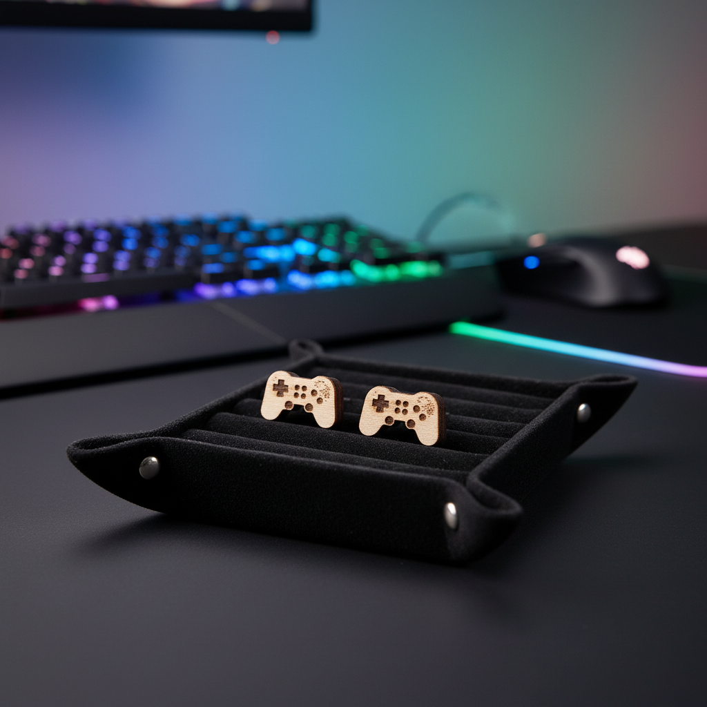 Nintendo Holz Ohrringe