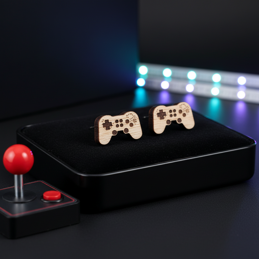 Nintendo Holz Ohrringe