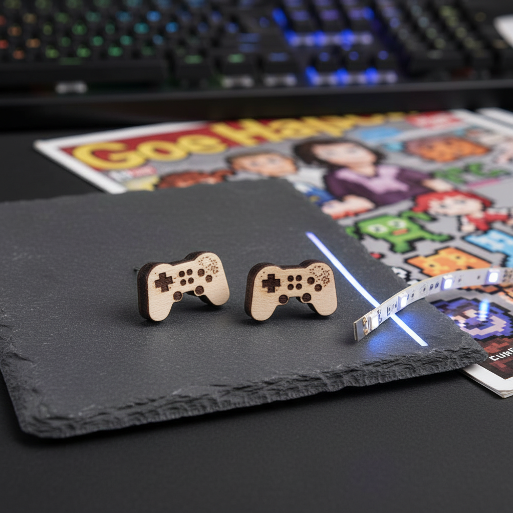 Nintendo Holz Ohrringe