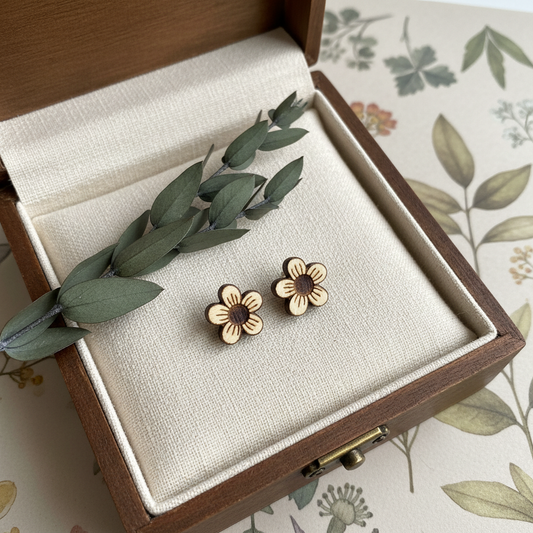 Holz Ohrringe Blume
