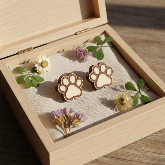 Hundepfote Holz Ohrringe