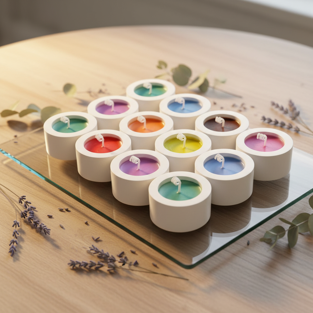 kleine bunte Geschenkkerzen aus Sojawachs