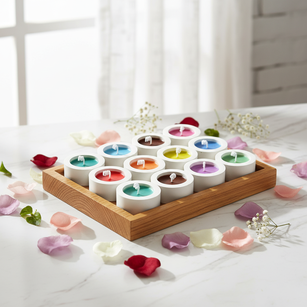 kleine bunte Geschenkkerzen aus Sojawachs