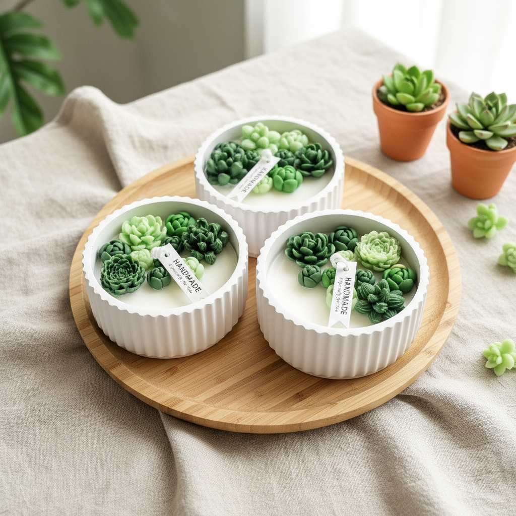 vegane Sojakerze Sukkulenten