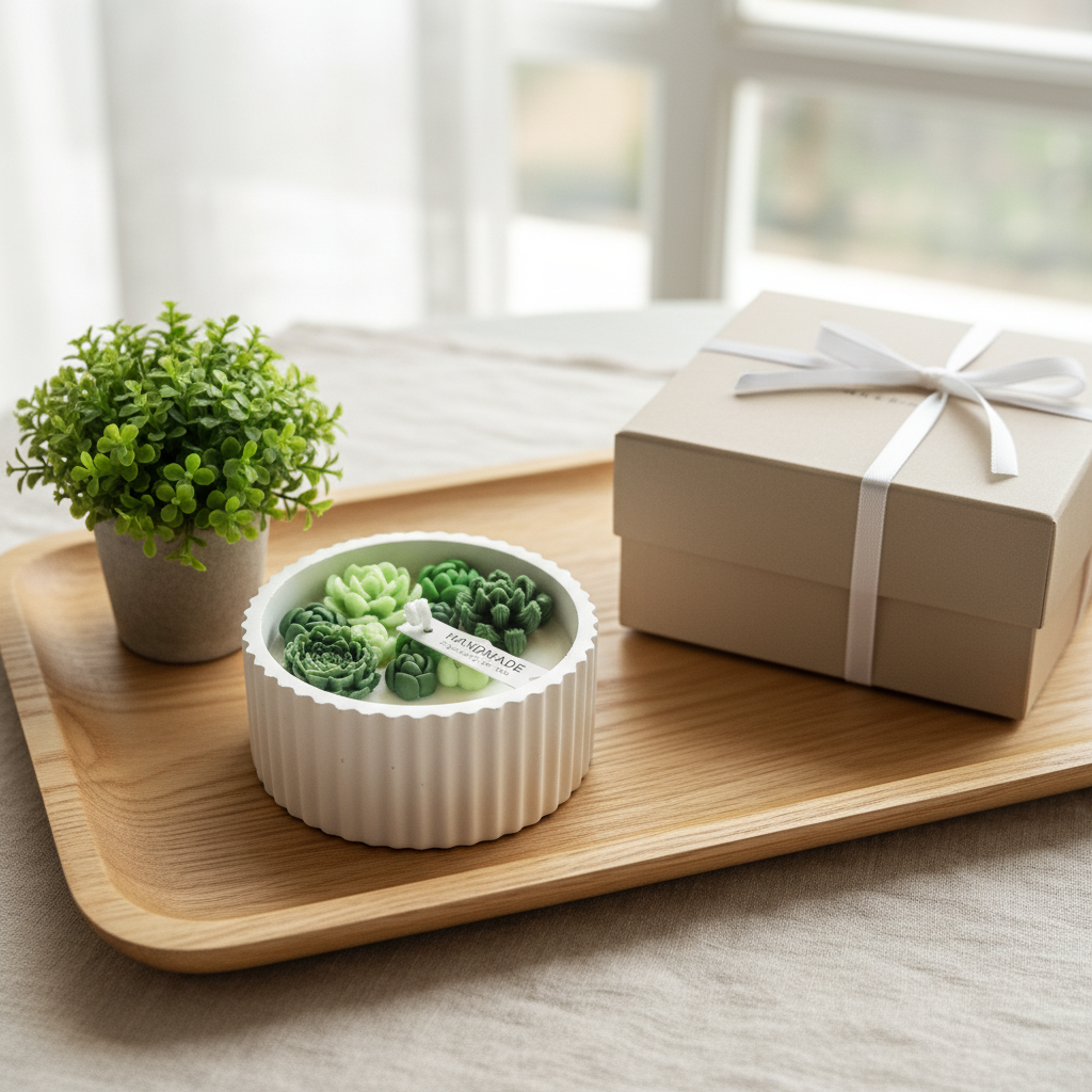 vegane Sojakerze Sukkulenten