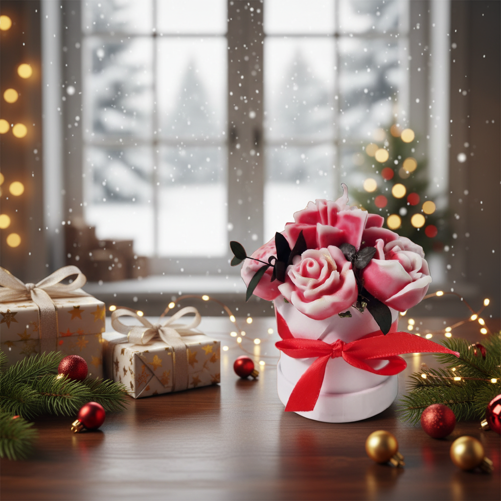 Weihnachtsstern Blumenbouquet Kerzen
