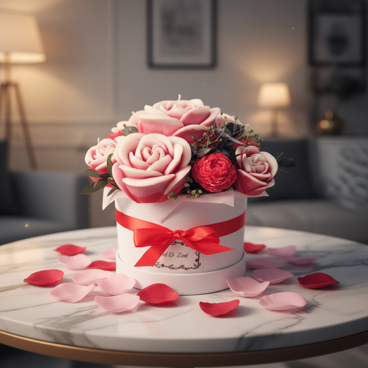 Rosen Blumenbouquet aus Kerzen