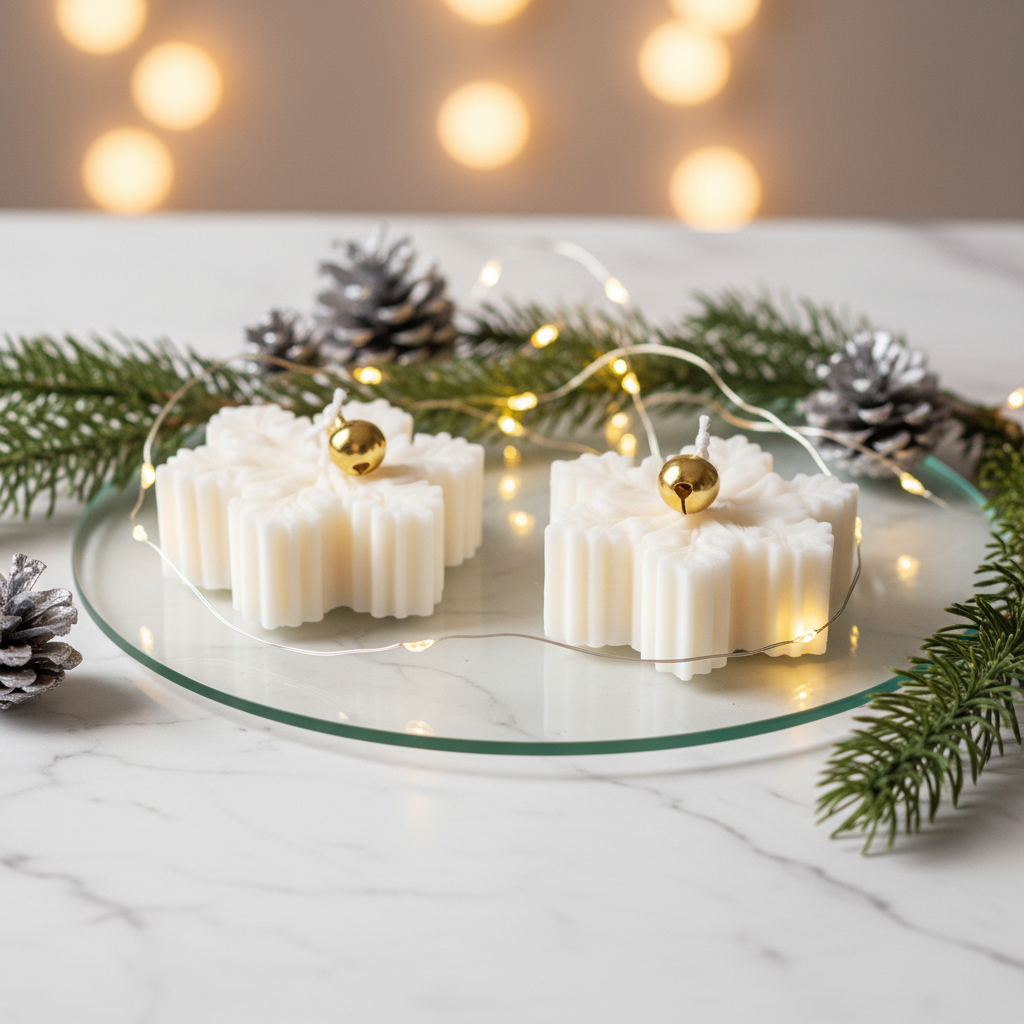 Weihnachtskerze Schneeflocke