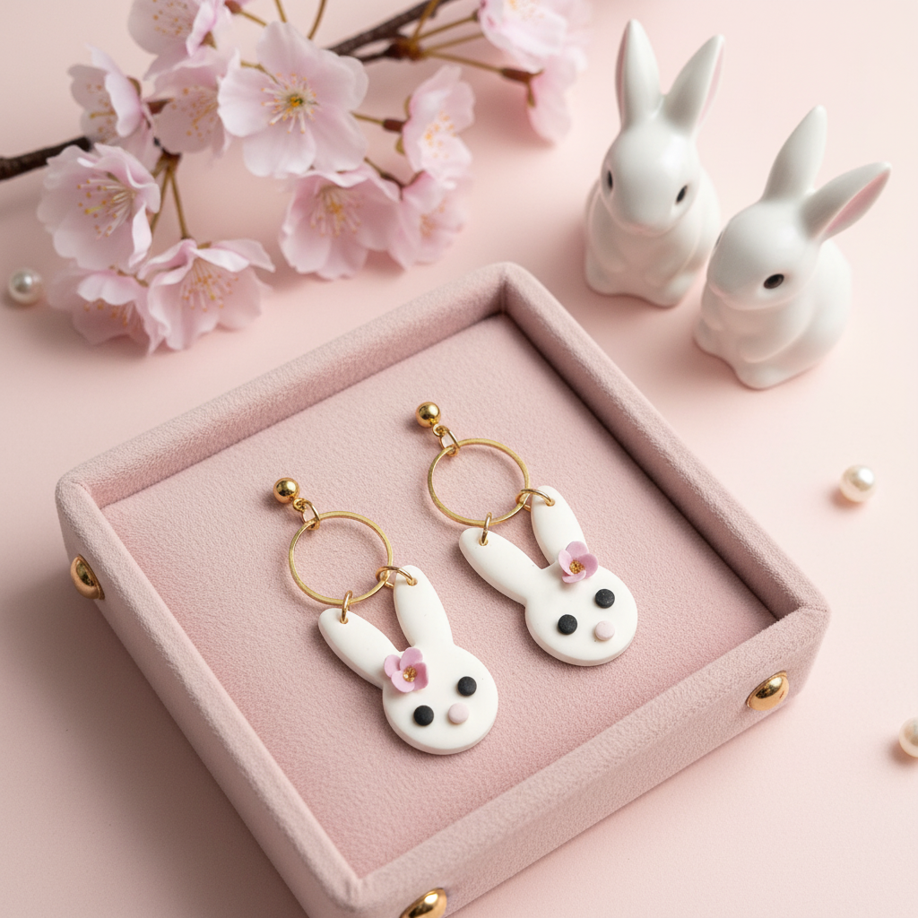 Ohrstecker blumiger Hase