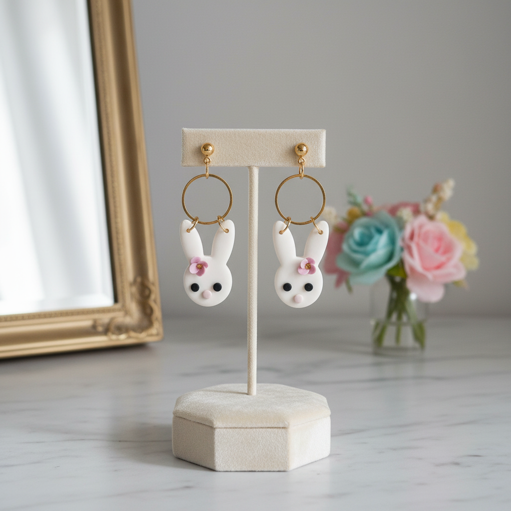Ohrstecker blumiger Hase