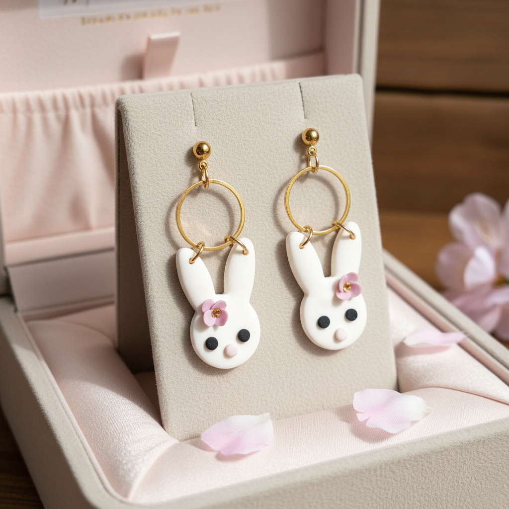 Ohrstecker blumiger Hase