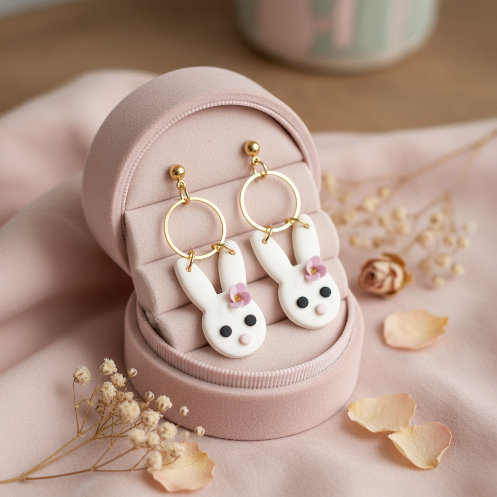 Ohrstecker blumiger Hase