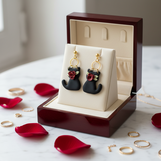 blumige Katze Ohrringe